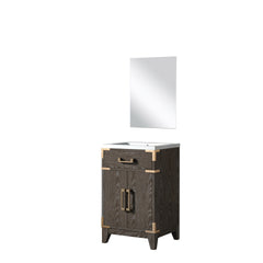 Brown Oak Single Bath Vanity 20 in. W x 18 in. D, Acrylic Countertop and 18 in. Mirror