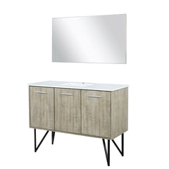 Rustic Acacia Bath Vanity 48 in. W x 20 in. D, White Quartz Top and 43 in. Mirror