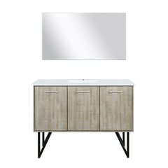 Rustic Acacia Bath Vanity 48 in. W x 20 in. D, White Quartz Top and 43 in. Mirror