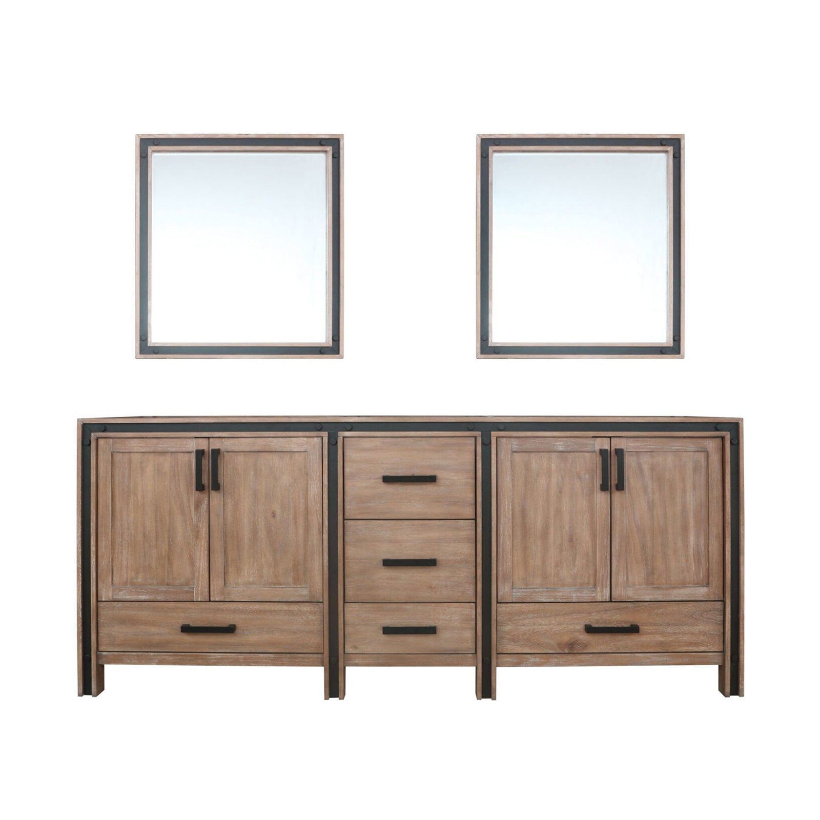 Rustic Barnwood Double Bath Vanity 80 in. W x 22 in. D, and 30 in. Mirrors