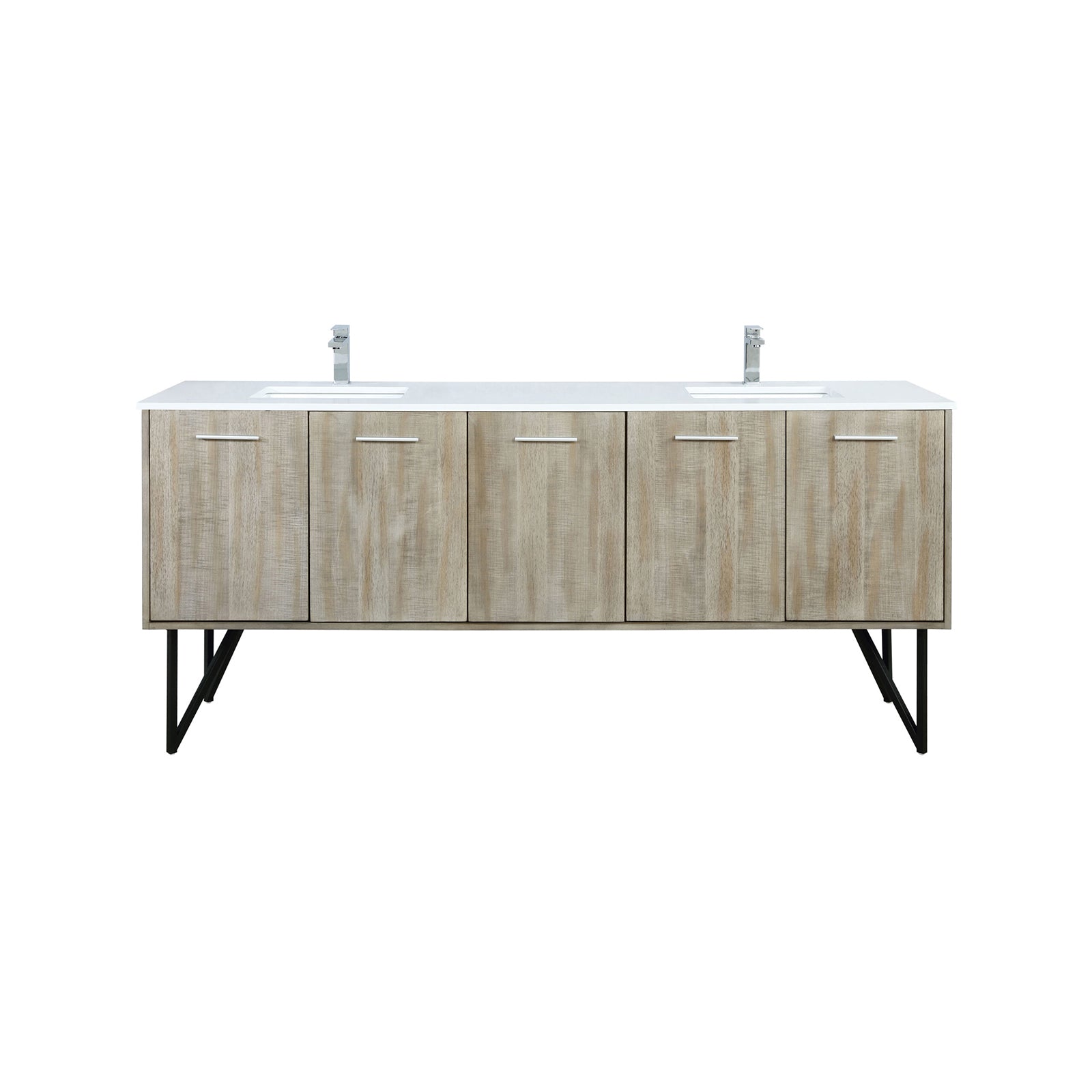 Rustic Acacia Double Bath Vanity 80 in. W x 20 in. D, Cultured Marble Top and Chrome Faucet Set