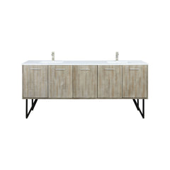 Rustic Acacia Double Bath Vanity 80 in. W x 20 in. D, Cultured Marble Top and Brushed Nickel Faucet Set