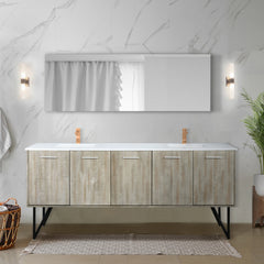 Rustic Acacia Double Bath Vanity 80 in. W x 20 in. D, Cultured Marble Top and Rose Gold Faucet Set