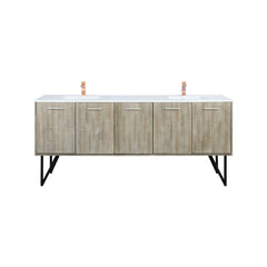 Rustic Acacia Double Bath Vanity 80 in. W x 20 in. D, Cultured Marble Top and Rose Gold Faucet Set