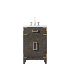 Brown Oak Single Bath Vanity 20 in. W x 18 in. D, Acrylic Top, and Faucet Set