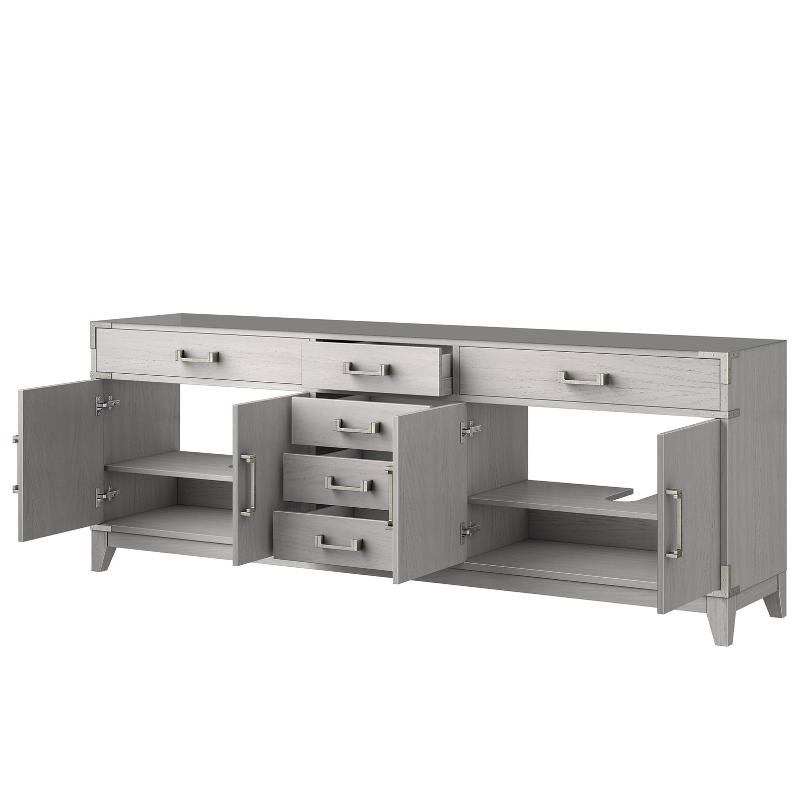 White Oak Double Bath Vanity 84 in. W x 22 in. D
