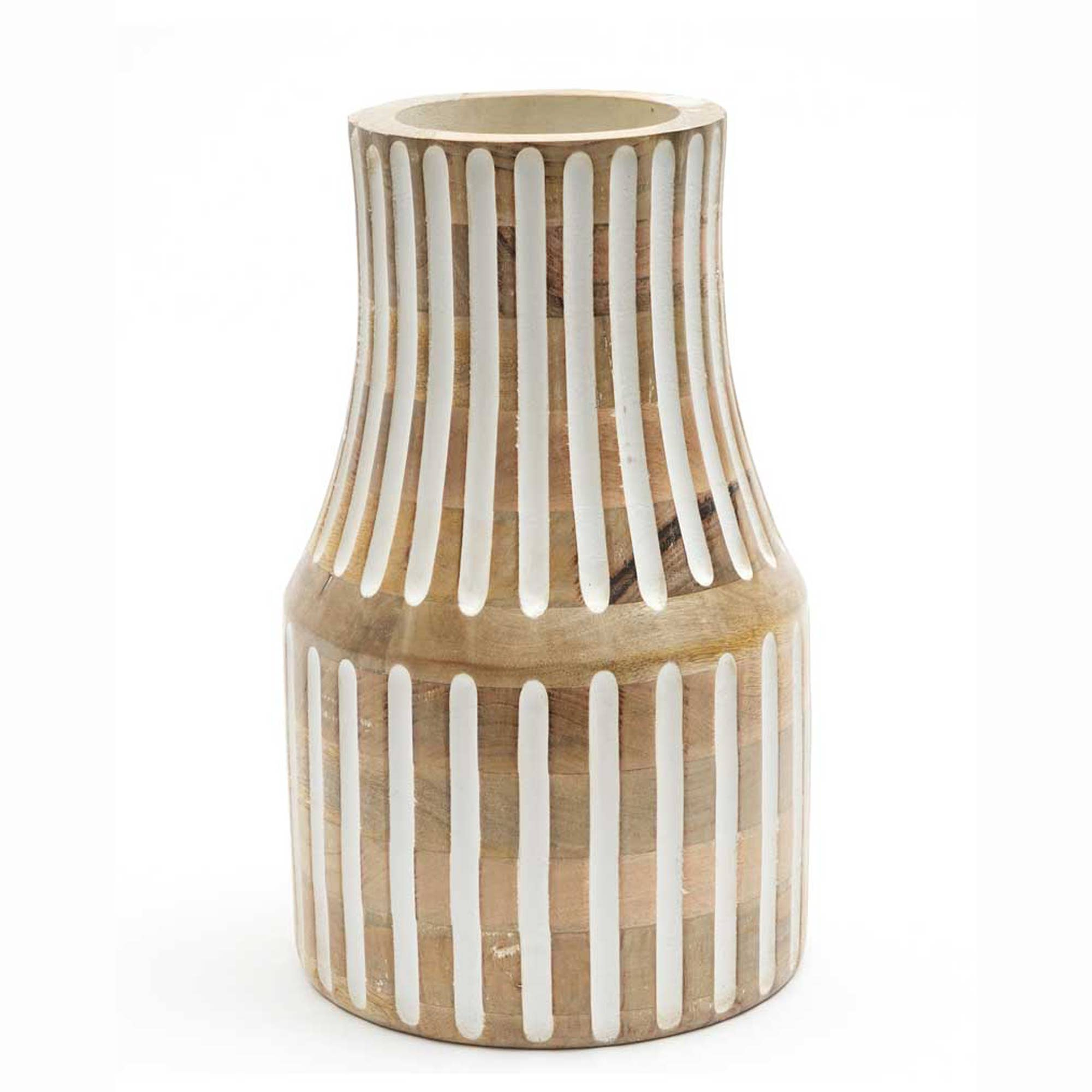 Decorative Handcrafted Accent Wood Vase for Living Room-7X12"