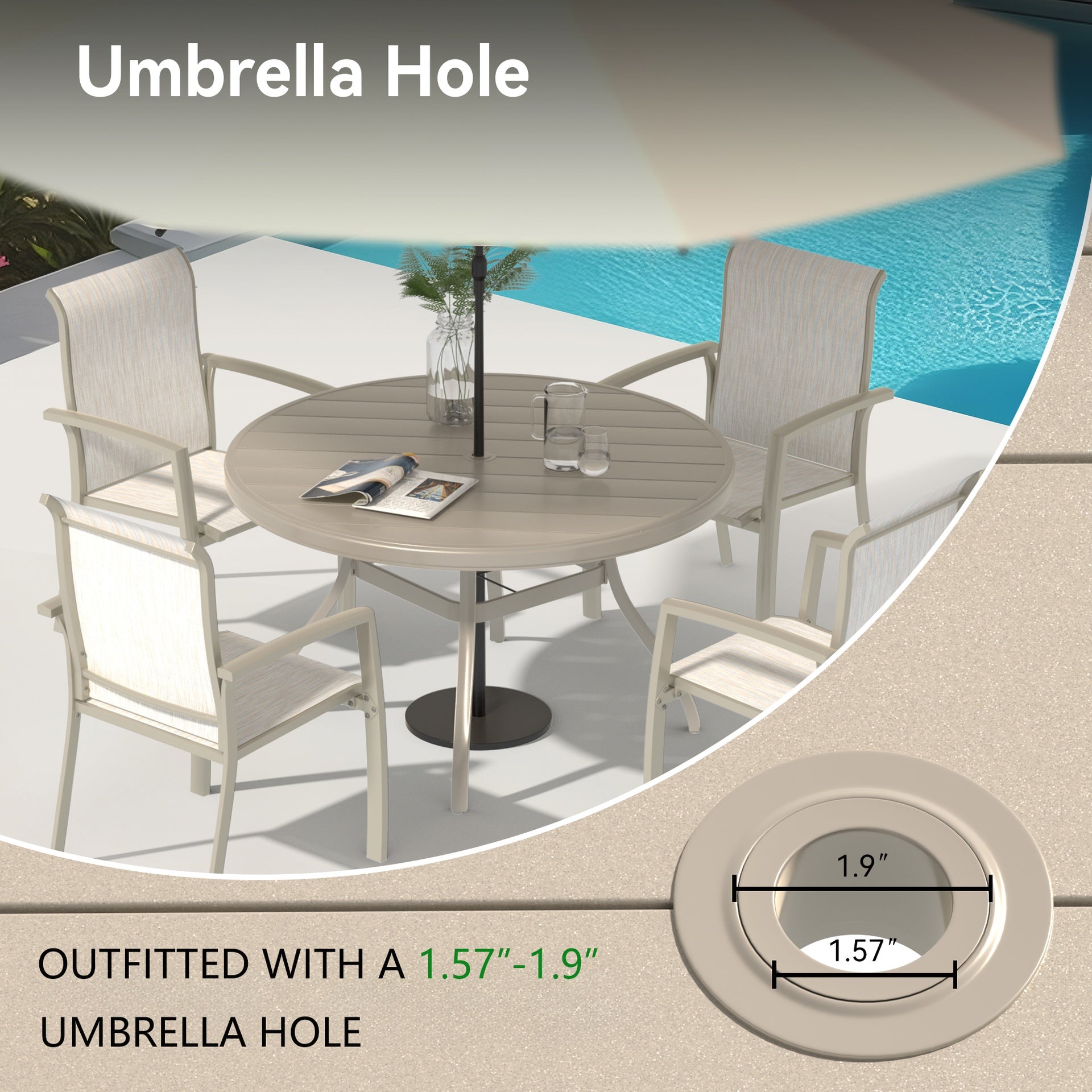 7 Pieces Patio Dining Set, Patio Furniture Set of 6 Patio Stackable Dining Chairs and 52.95" Outdoor Metal Round Table