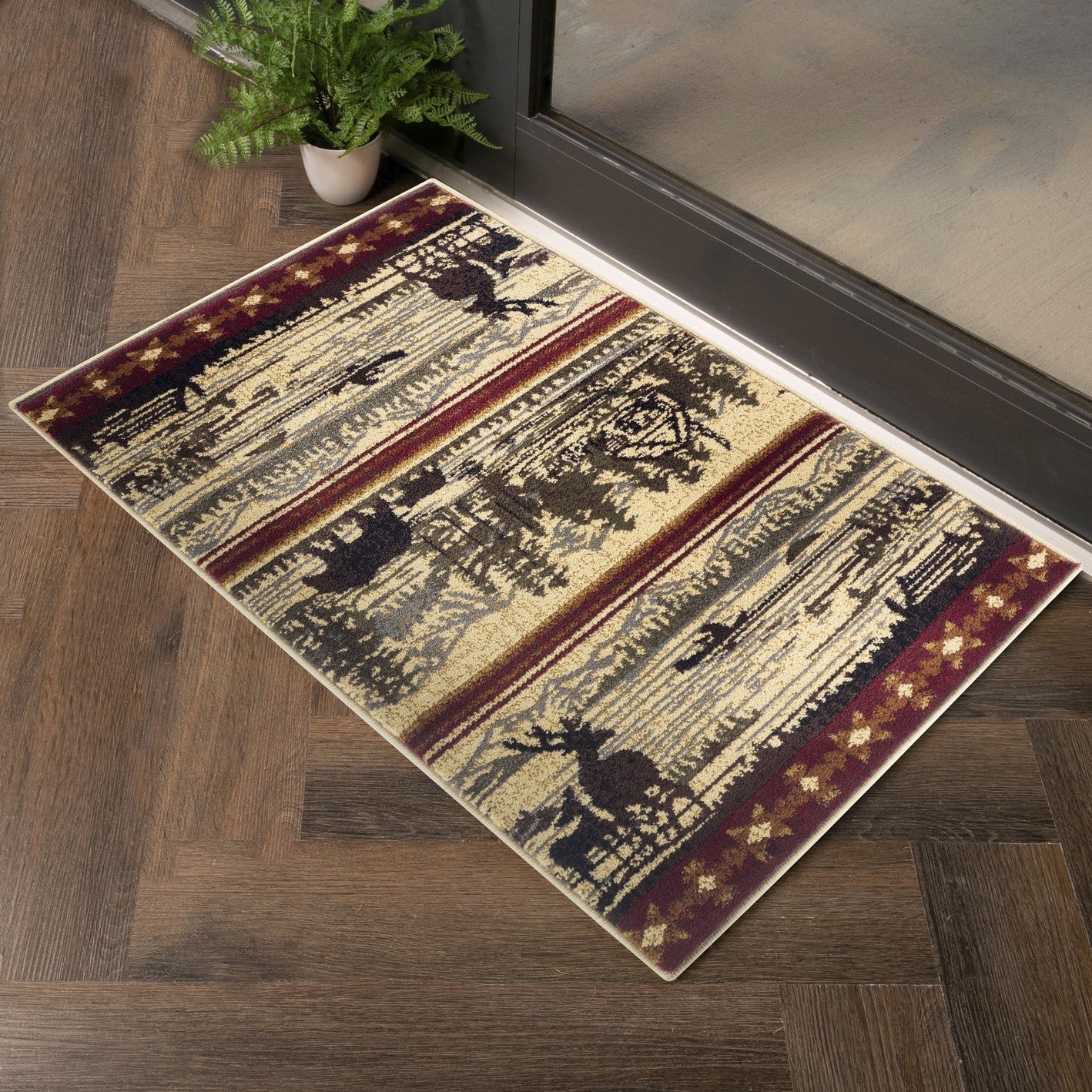 Nature's Nest GC_CBL3005 Multi 7 ft. 10 in. x 10 ft. 3 in. Lodge Area Rug