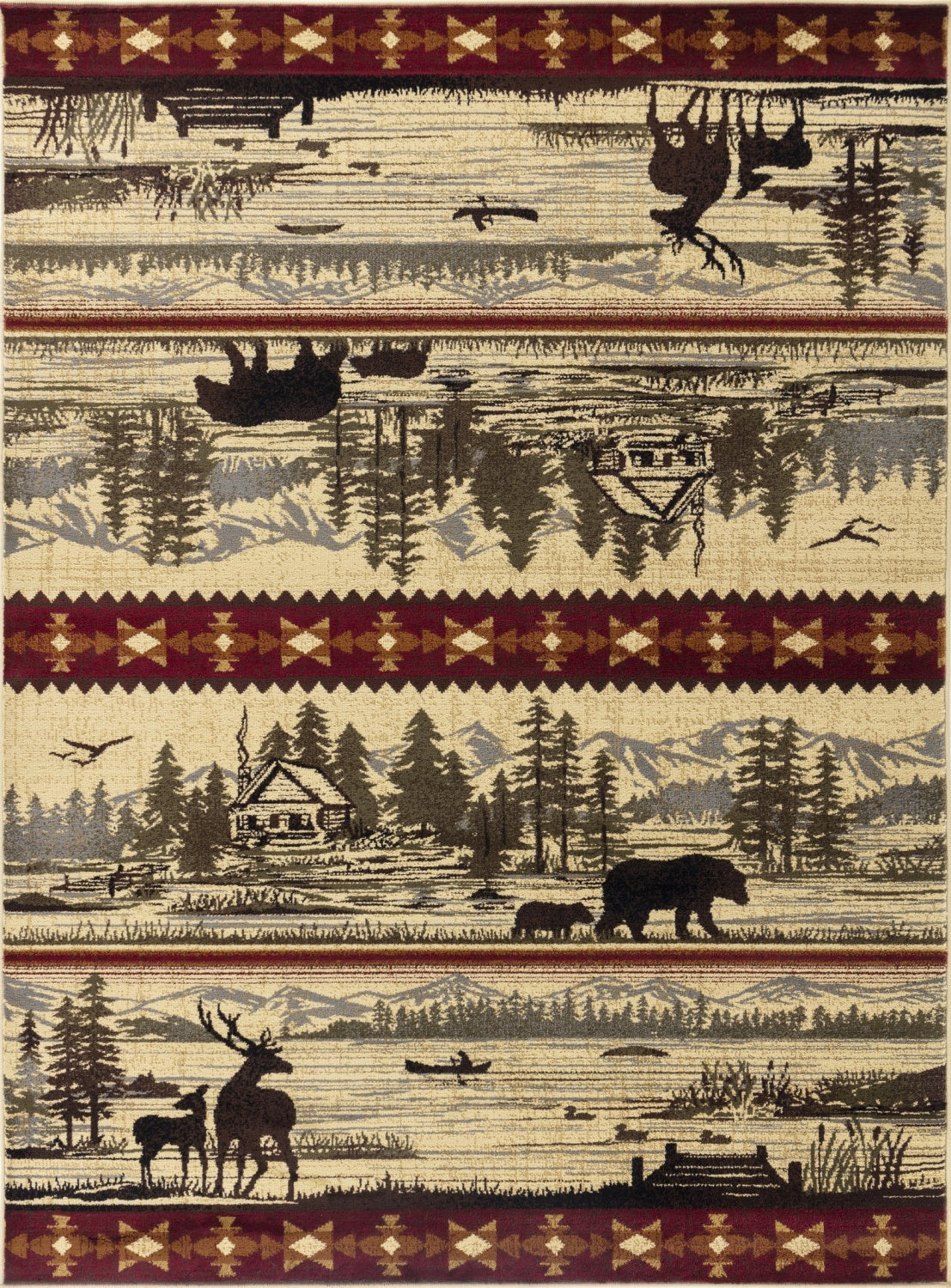 Nature's Nest GC_CBL3005 Multi 7 ft. 10 in. x 10 ft. 3 in. Lodge Area Rug