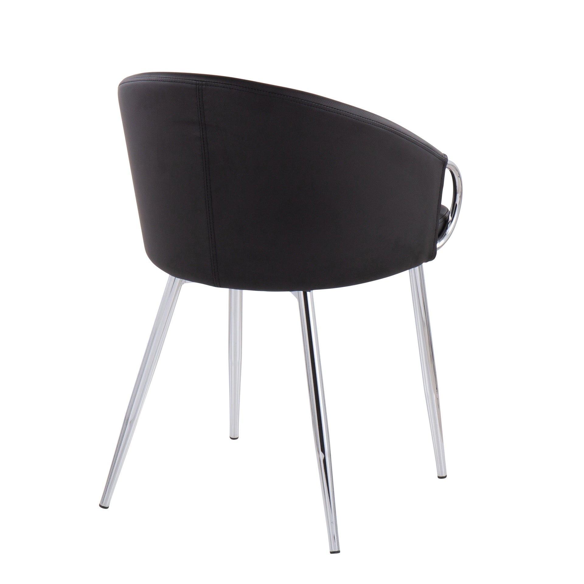 Claire Contemporary/Glam Chair in Chrome and Black Faux Leather by LumiSource - Set of 2