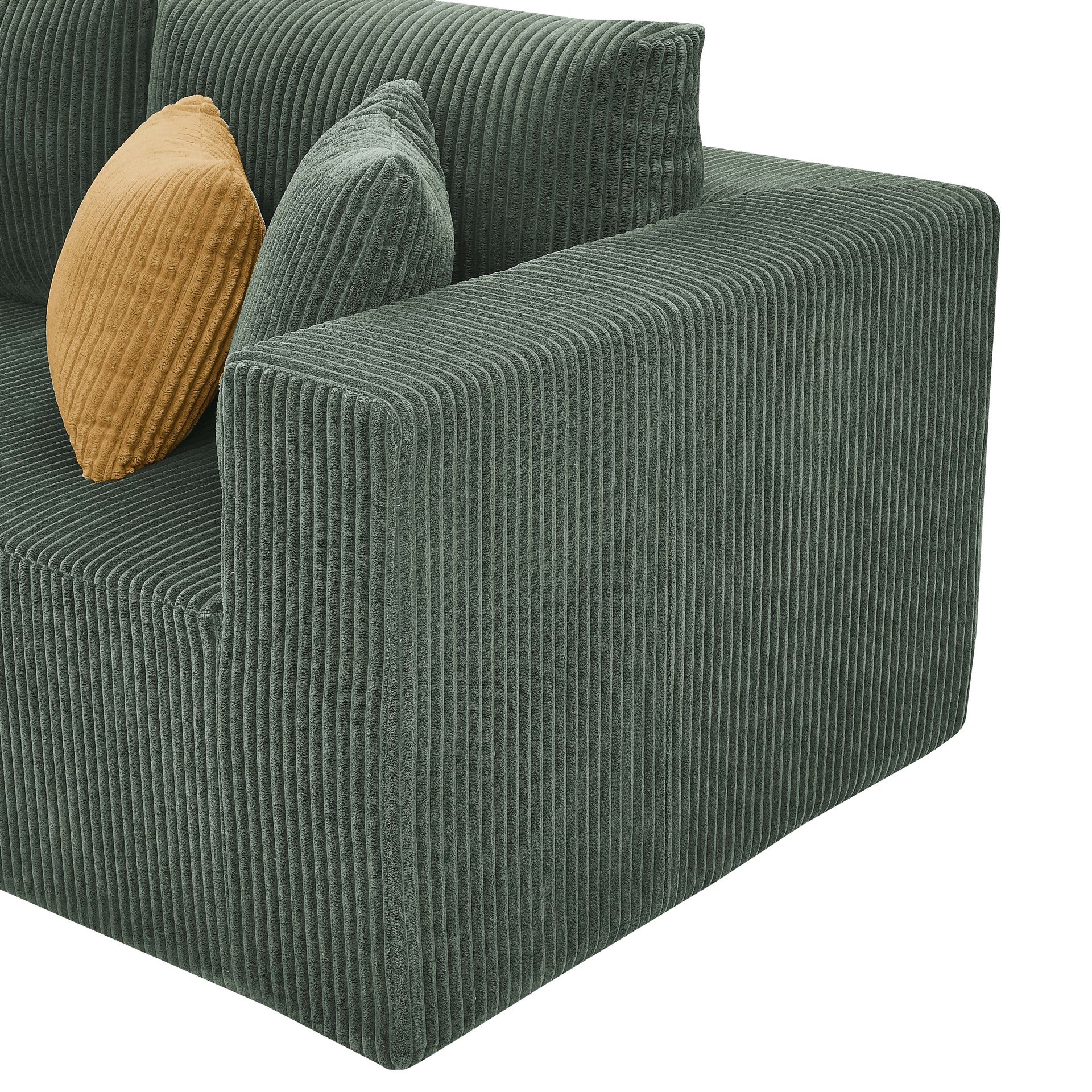 Full Compressed Corduroy Upholstered U-Shape Sectional with Moveable Ottoman - No Assembly Needed