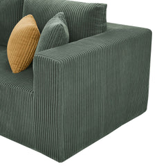 Full Compressed Corduroy Upholstered U-Shape Sectional with Moveable Ottoman - No Assembly Needed