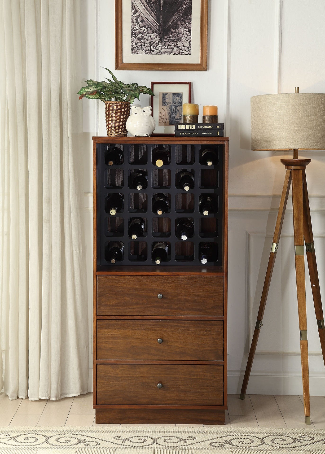 Wiesta Walnut Finish Wine Cabinet