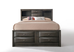 Ireland Gray Oak Finish EK Bed W/Storage