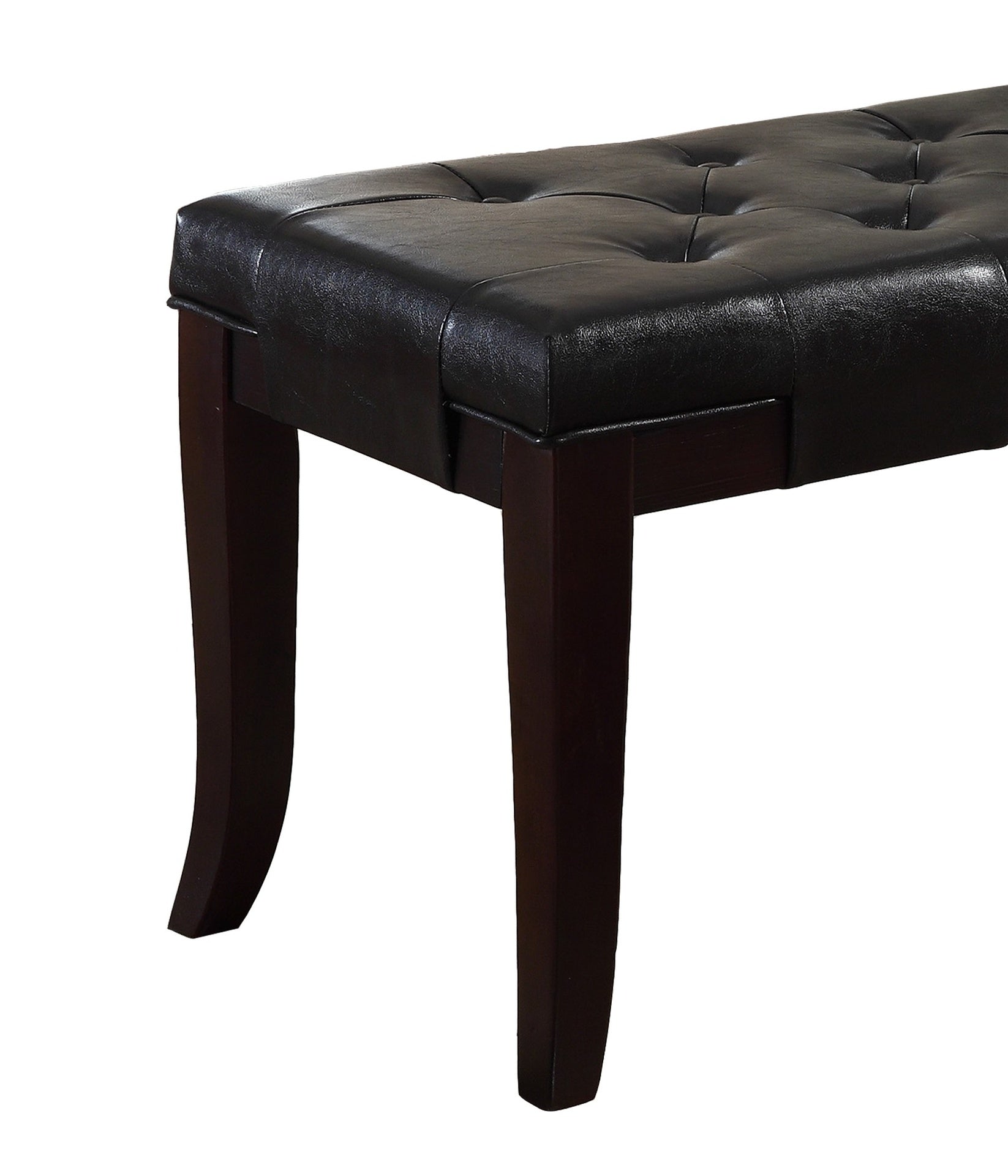 Linon Tufted Bench, Faux Leather, Espresso