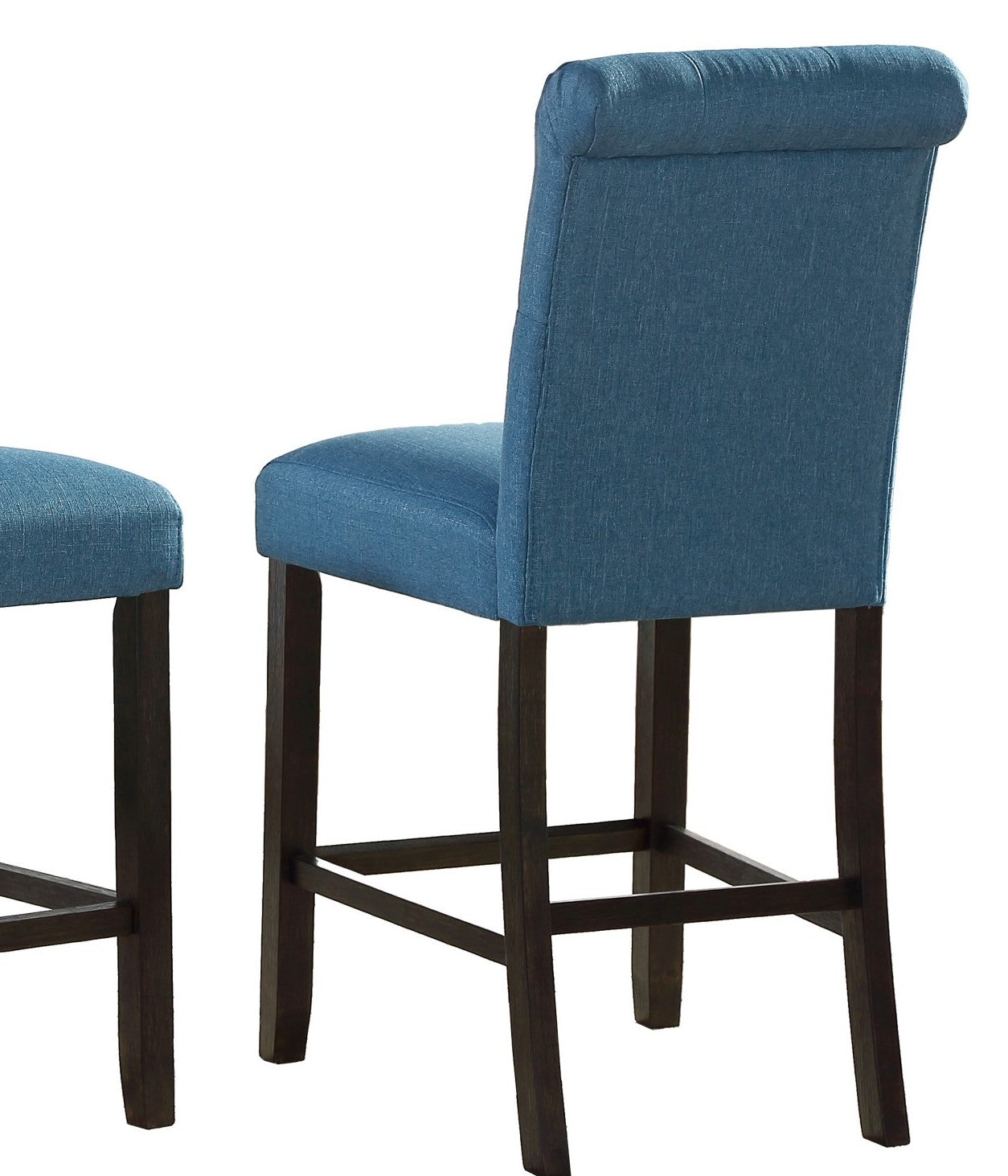 Leviton Solid Wood Tufted Asons Counter Height Stool, Set of 2, Blue