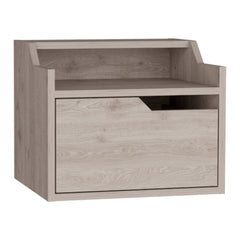 Busan Modern Floating Nightstand , End Table, Side Table Single-Drawer Design with Sleek Two-Tiered Top Shelf Surfaces- Light Grey - Bedroom