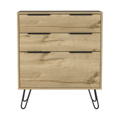 Augusta Dresser, Hairpin Legs, Three Drawers, Superior Top -Light Oak