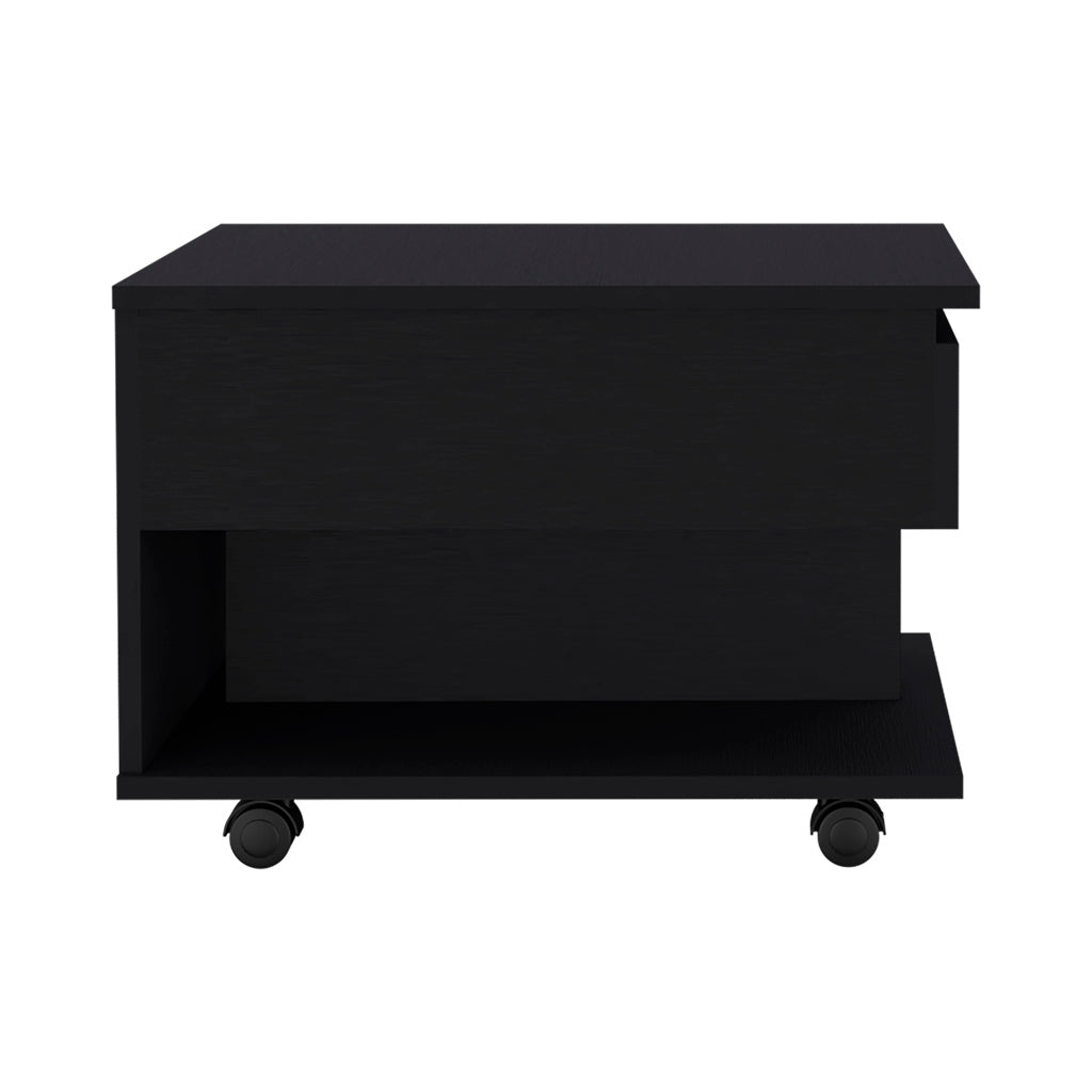 Luanda Lift Top Coffee Table, Casters, One Shelf -Black