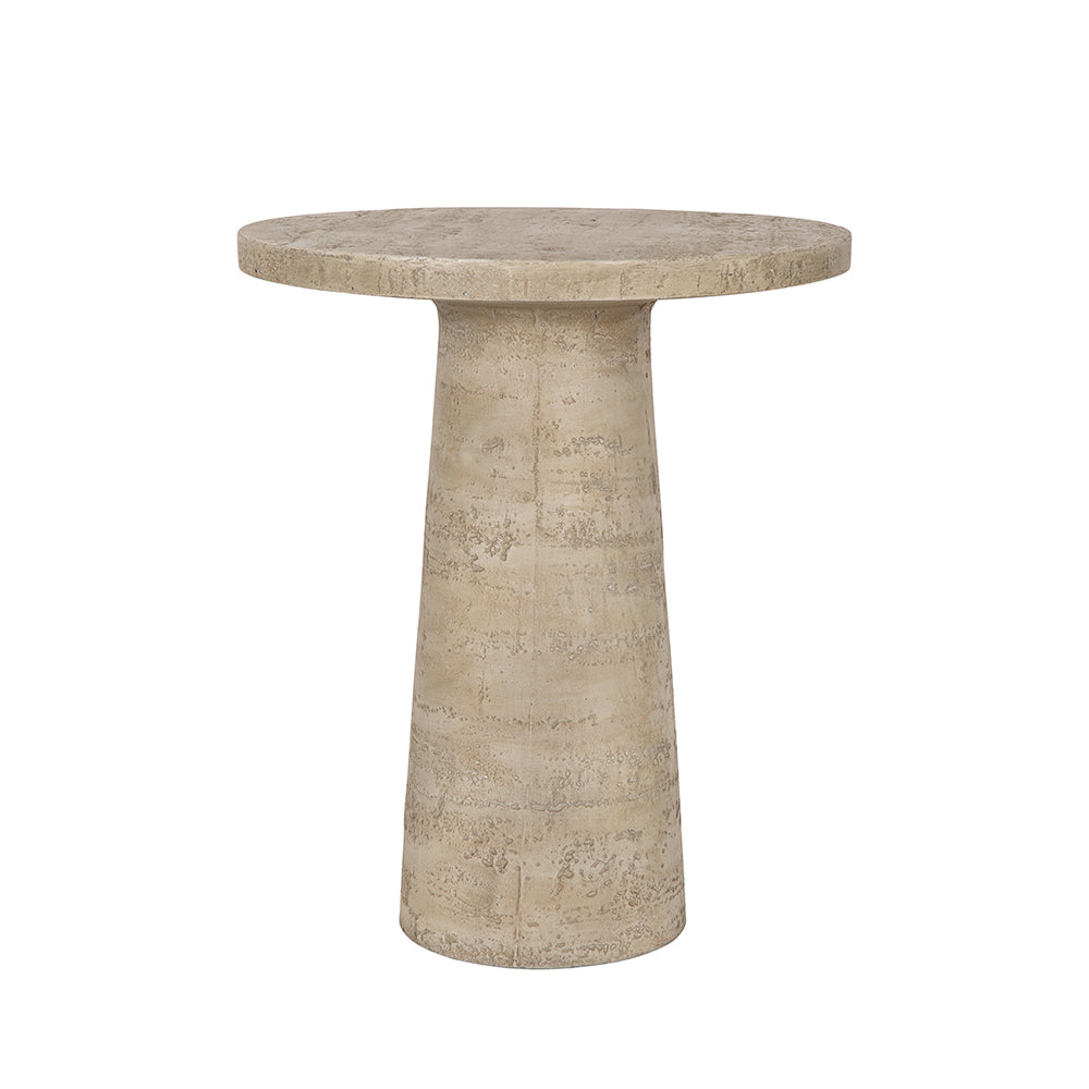 22x22x25.5" Cream Round Side Table with Pedestal Base