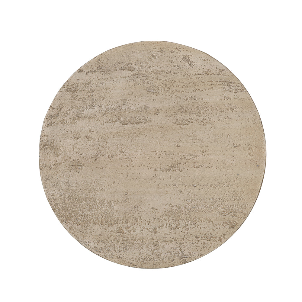 22x22x25.5" Cream Round Side Table with Pedestal Base