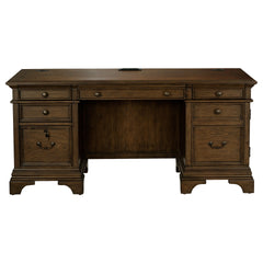 Stigham Burnish Oak 5-Drawer Credenza Office Desk