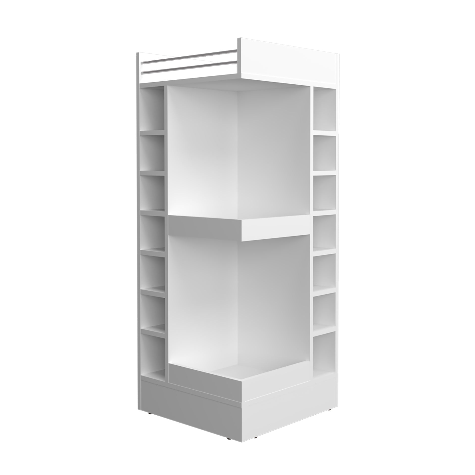 Lyman 46" Tall 3-Tier Corner Bar Cabinet with Fourteen Wine Bottle Cubbies, Living Room, Liquor Cabinet, Storage Cabinet White