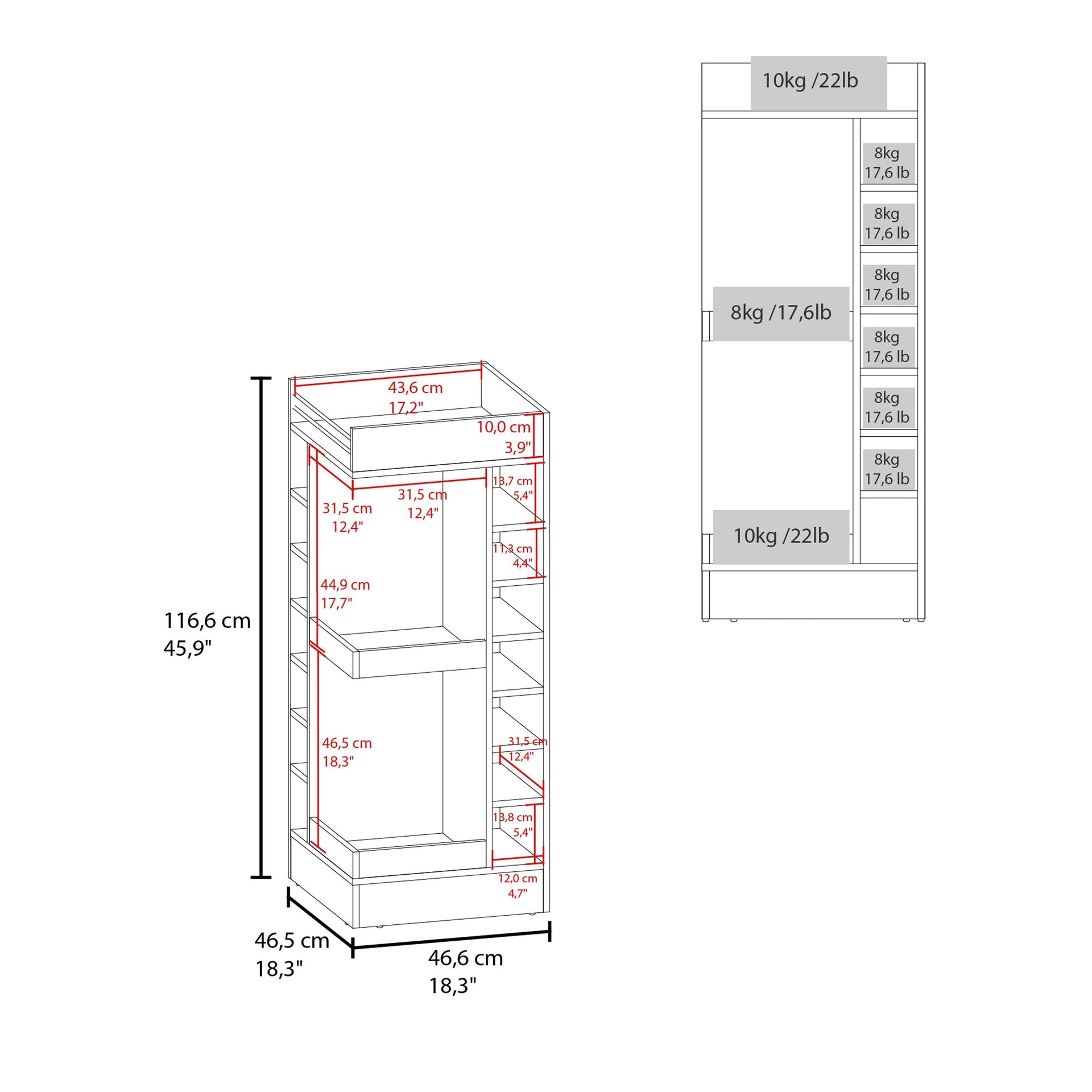 Lyman 46" Tall 3-Tier Corner Bar Cabinet with Fourteen Wine Bottle Cubbies, Living Room, Liquor Cabinet, Storage Cabinet White