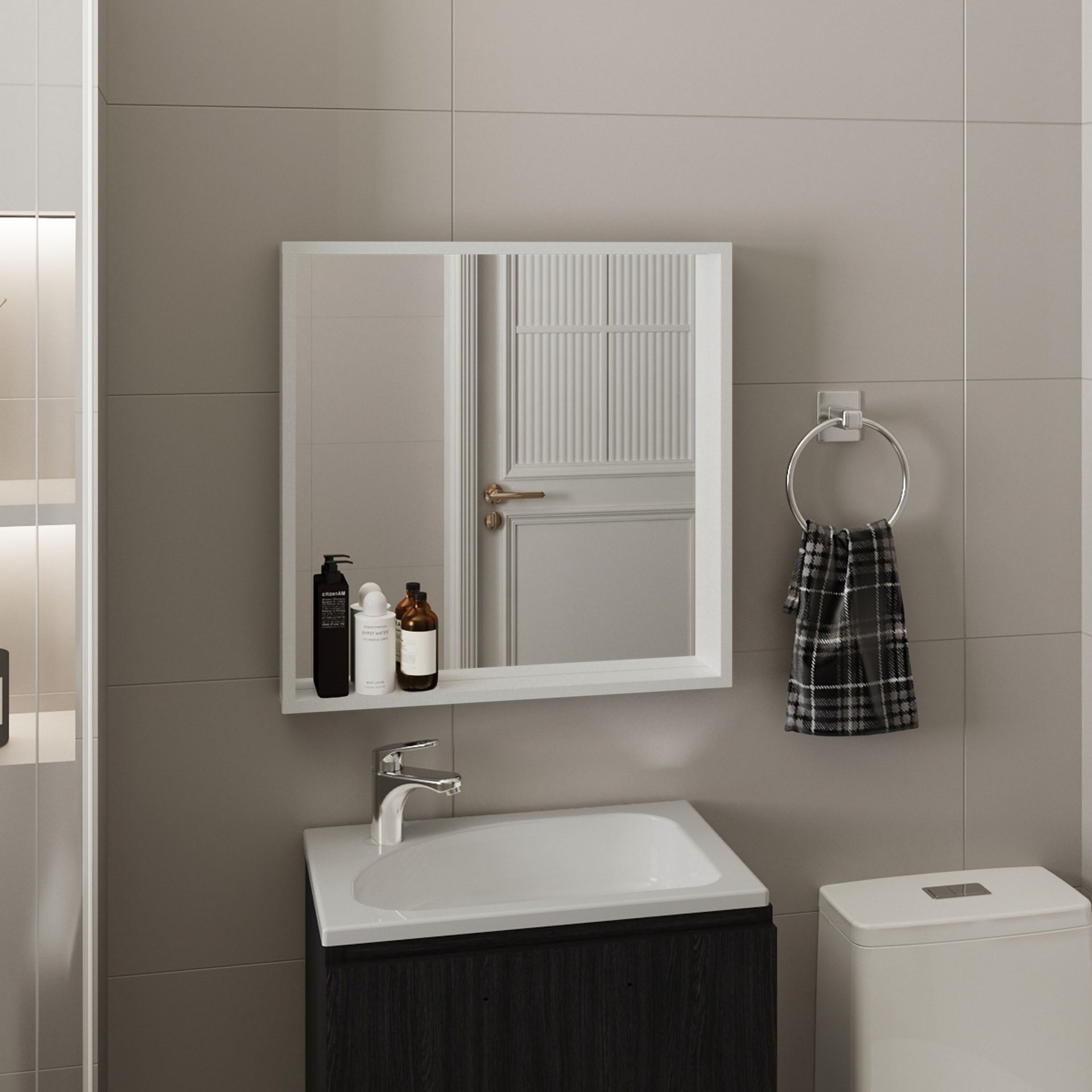 Dakota Medicine Cabinet with Mirror and Storage, Wall-Mounted Mordern Bathroom Organizer, White