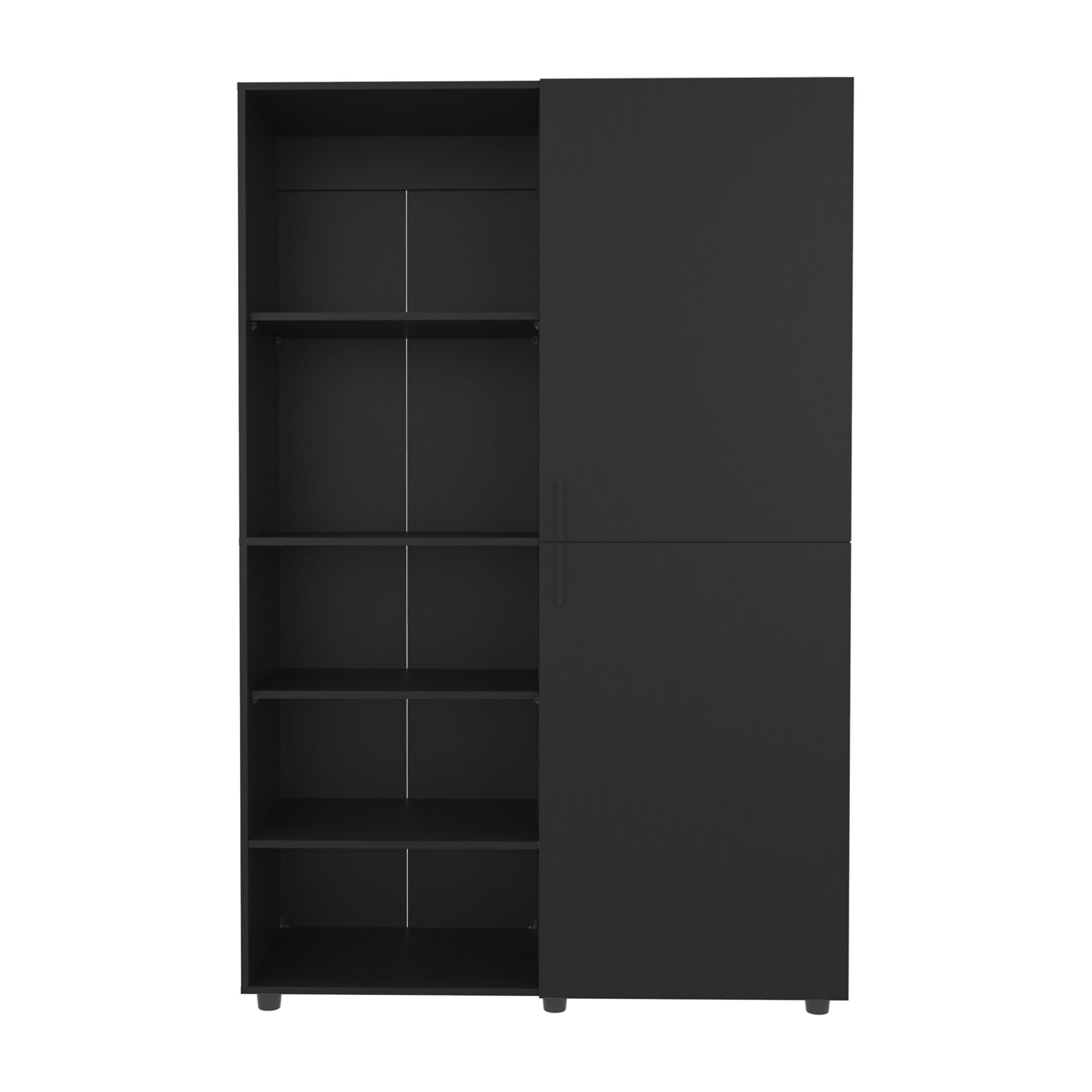 Eco High One Door Freestanding Armoire With Hanging Rod And Interior Shelves, Compact Bedroom Wardrobe, Black