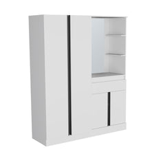 Kamelot Armoire With Double Doors, Hanging Rod And Interior Shelves, White