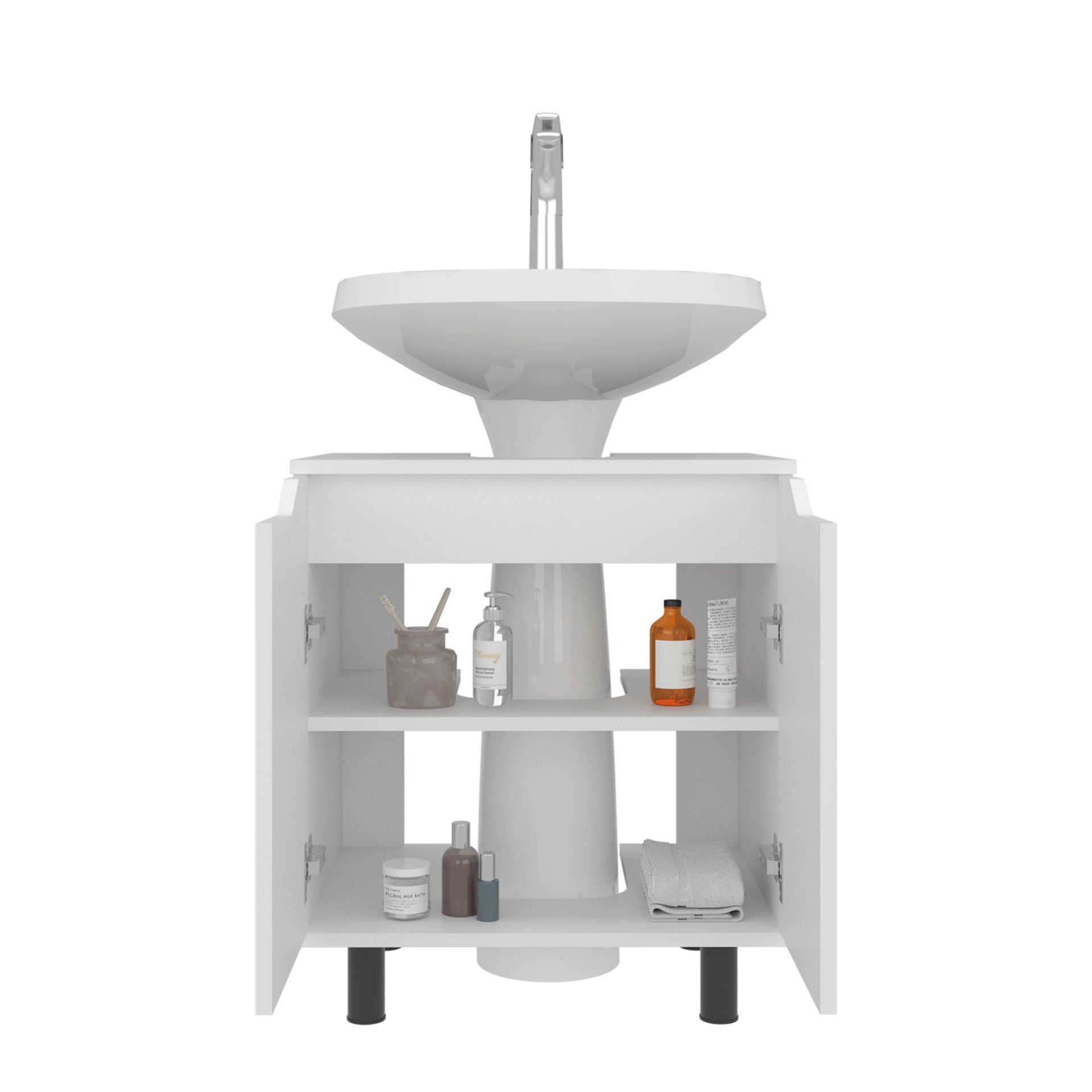 White Bathroom Vanity Cabinet for Pedestal Sink