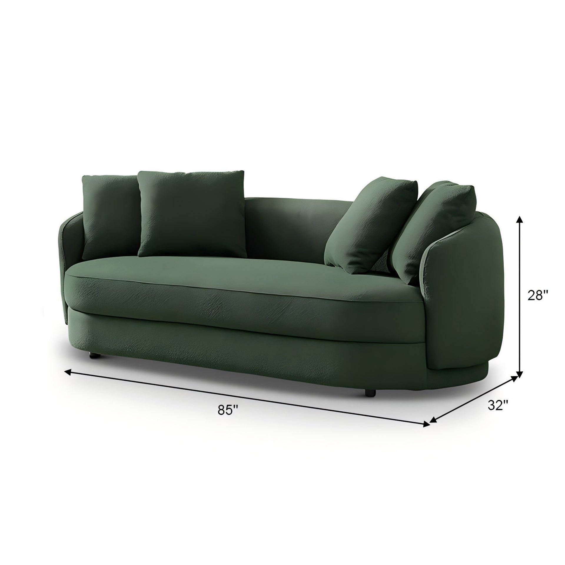 Dylan Modern French Boucle Sofa Comfortable Couch Brown Dark Green Solid Wood 32x85x28 inches