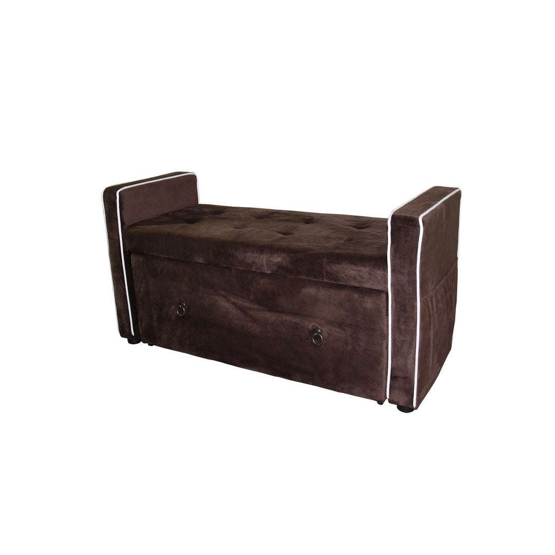 22" Shoe Storage Bench, Brown Suede