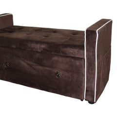 22" Shoe Storage Bench, Brown Suede