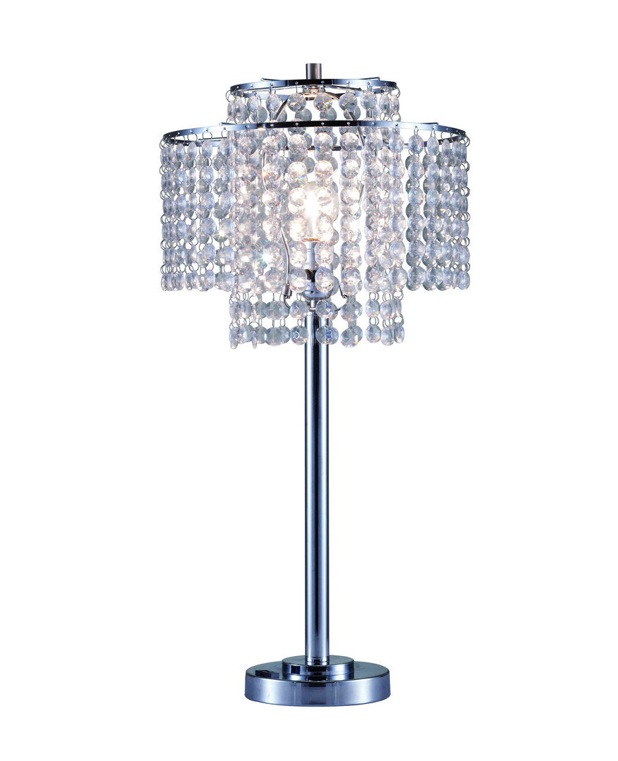 26" Tall" Holly Glam" 2-Tiered Table Lamp with Charging and USB Port, Silver