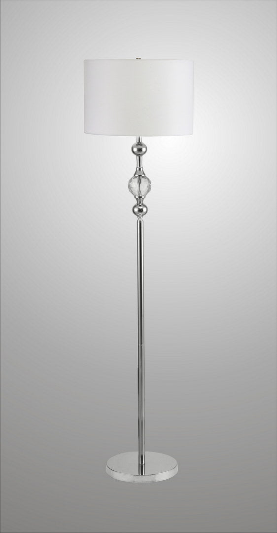 62.5" Tall Metal Floor Lamp" Leona" with Chrome finish and Crystal Accents