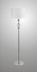 62.5" Tall Metal Floor Lamp" Leona" with Chrome finish and Crystal Accents