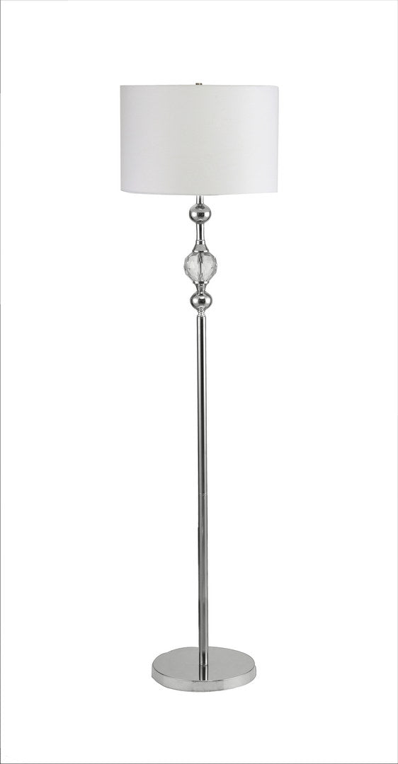 62.5" Tall Metal Floor Lamp" Leona" with Chrome finish and Crystal Accents
