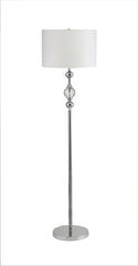 62.5" Tall Metal Floor Lamp" Leona" with Chrome finish and Crystal Accents