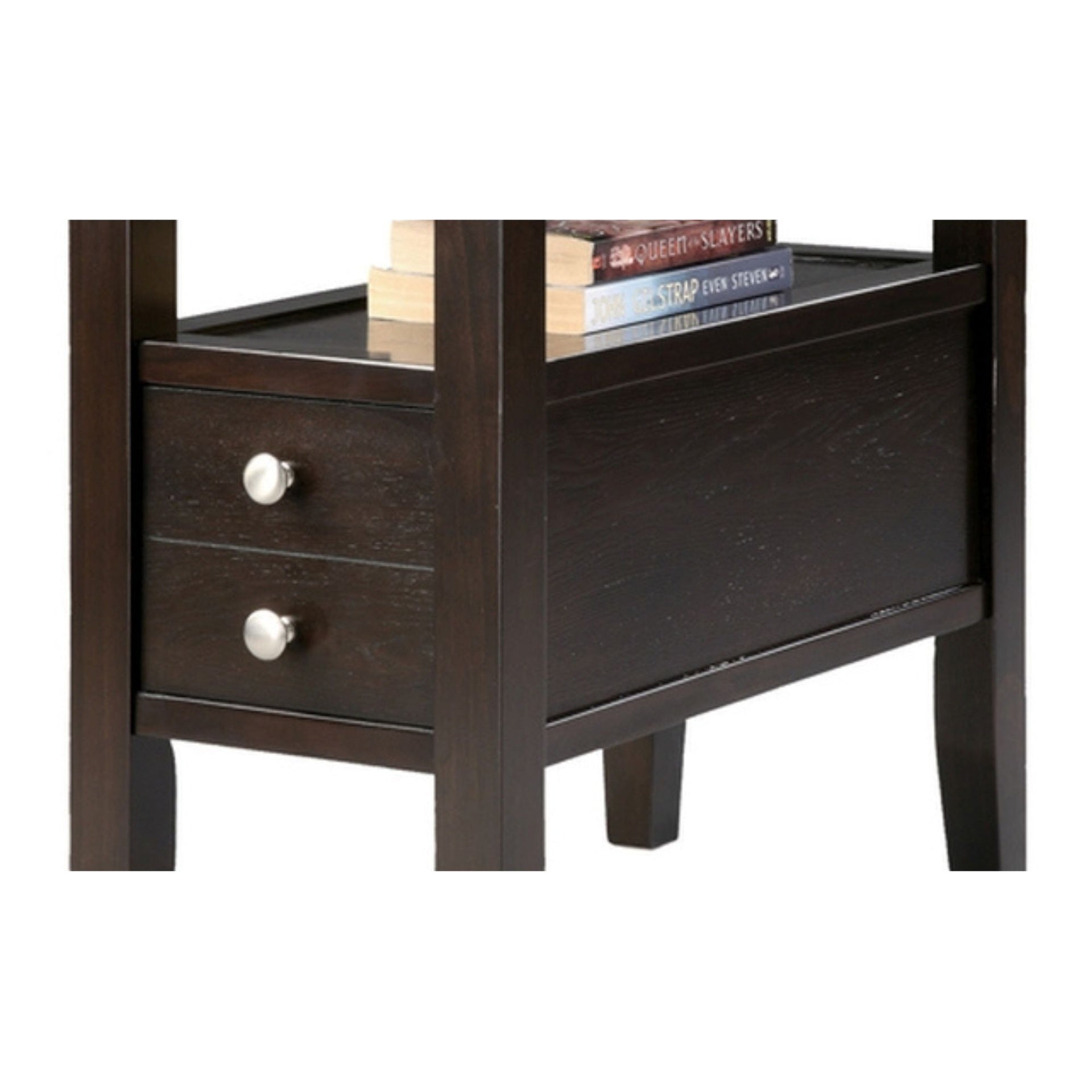 24" Tall Wooden Side Table / End Table, 2 drawers, Traditional Design, Espresso