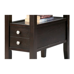 24" Tall Wooden Side Table / End Table, 2 drawers, Traditional Design, Espresso