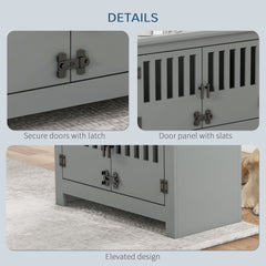 PawHut Large Elevated Dog Bowls with Storage Cabinet Containing Large 37L Capacity, Raised Dog Bowl Stand Pet Food Bowl Dog Feeding Station, Gray
