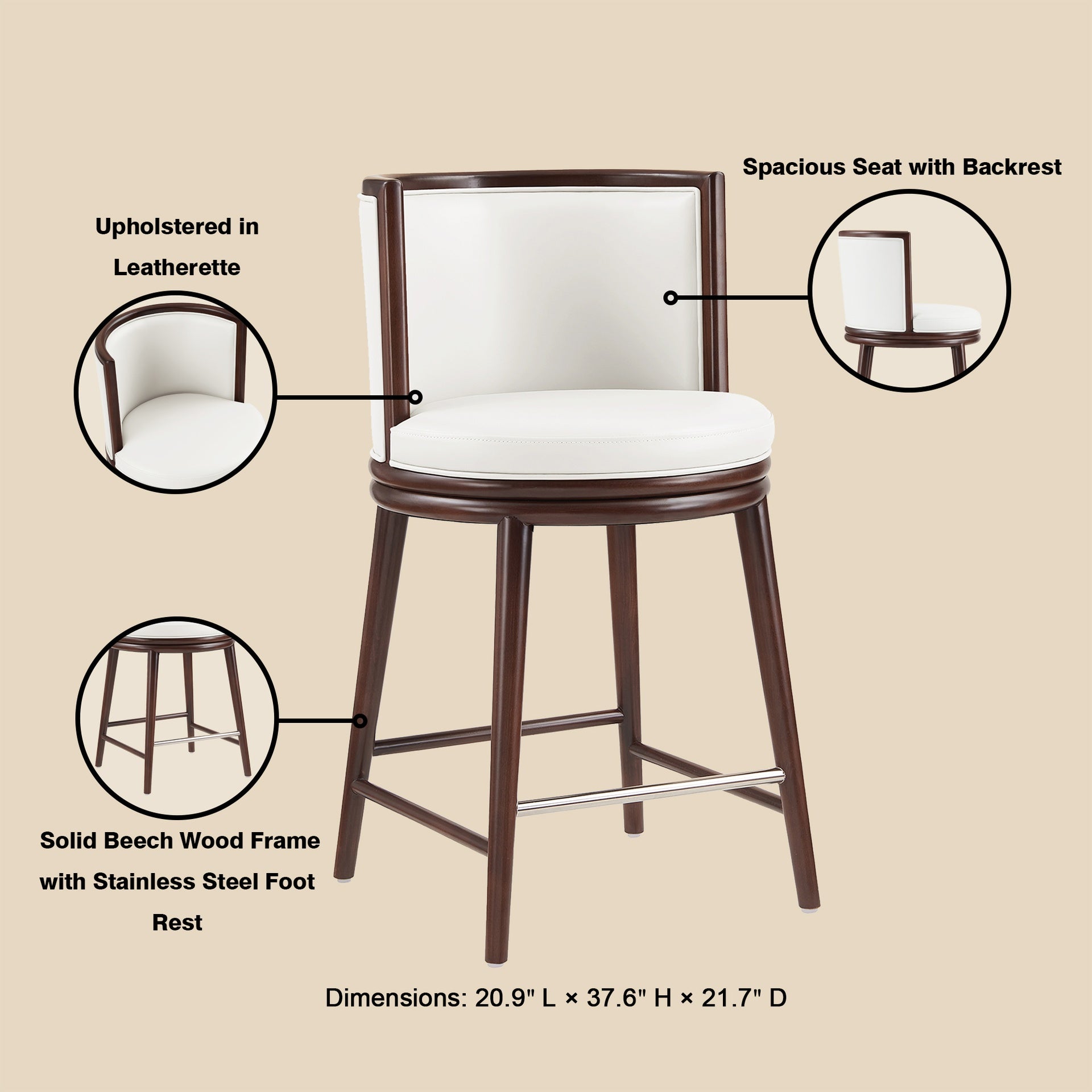 Counter Stool in White