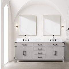 White Oak Double Bath Vanity 80 in. W x 22 in. D