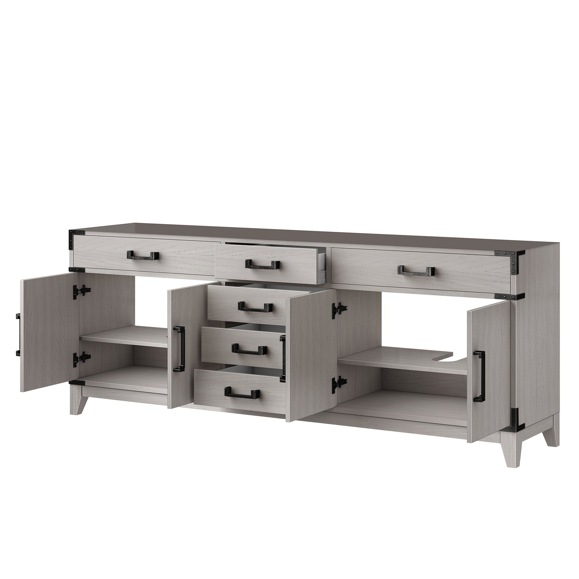 White Oak Double Bath Vanity 80 in. W x 22 in. D