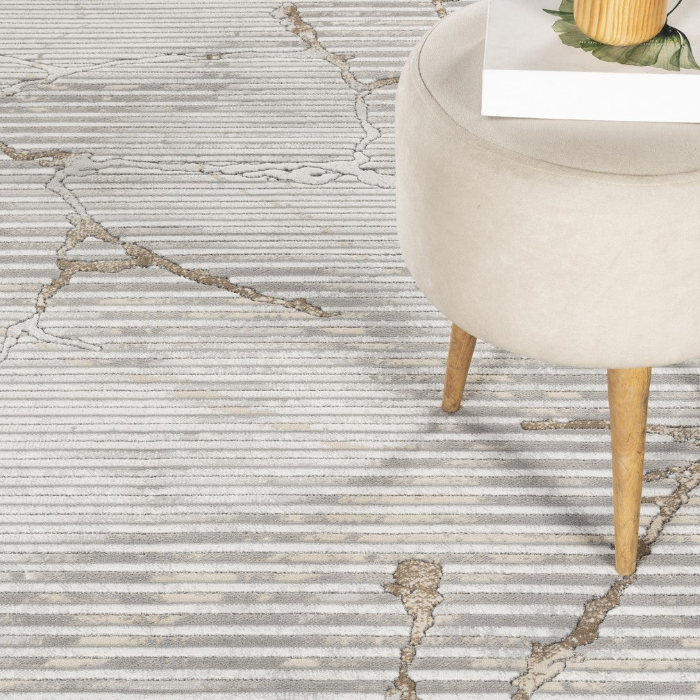 Geometrix GC_DIM1005 Gray 2 ft. 7 in. x 9 ft. 10 in. Area Rug