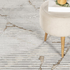 Geometrix GC_DIM1005 Gray 2 ft. 7 in. x 9 ft. 10 in. Area Rug