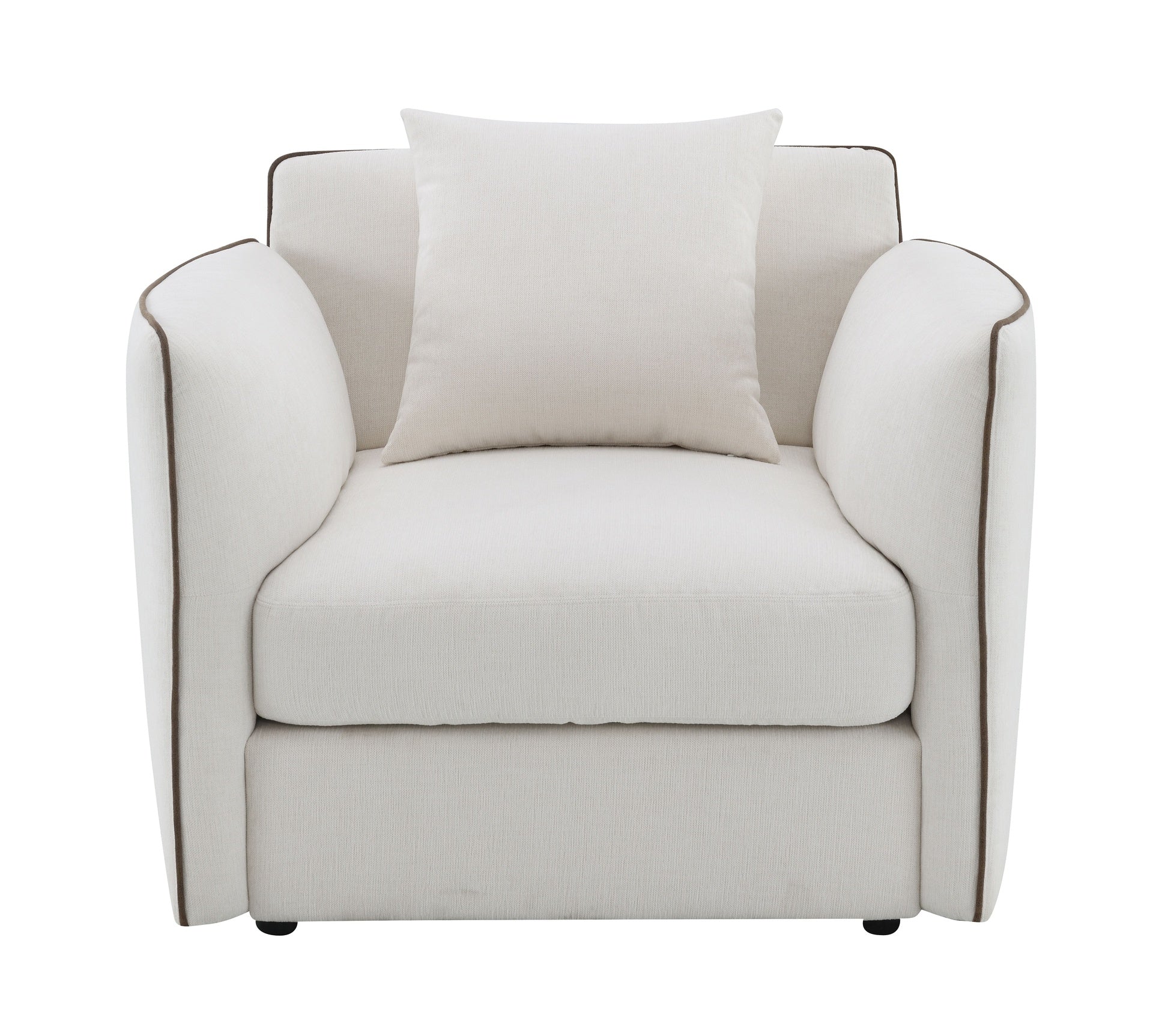 Yolanda Beige Chenille Chair w/Pillow